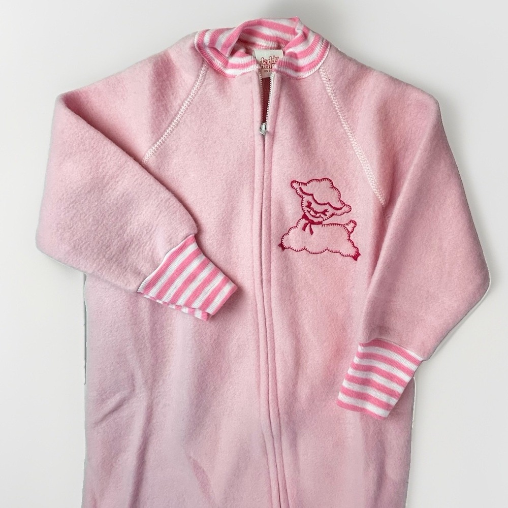 Vtg 1970s Footie Pajamas Kleinerts USA Teddy‎ Bear Pink Size 4